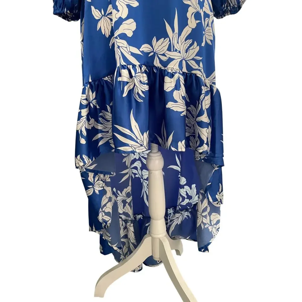 ALEXIS for Target Blue Floral Tie-Front High-Low Dress XS Resort Vacation - Picture 6 of 9